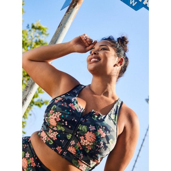 torrid Other - TORRID Low Impact Wireless Zip Front Floral Active Sports Bra